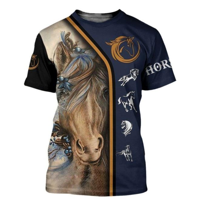 Camiseta Horse Print Manga Curta - Bom Galope