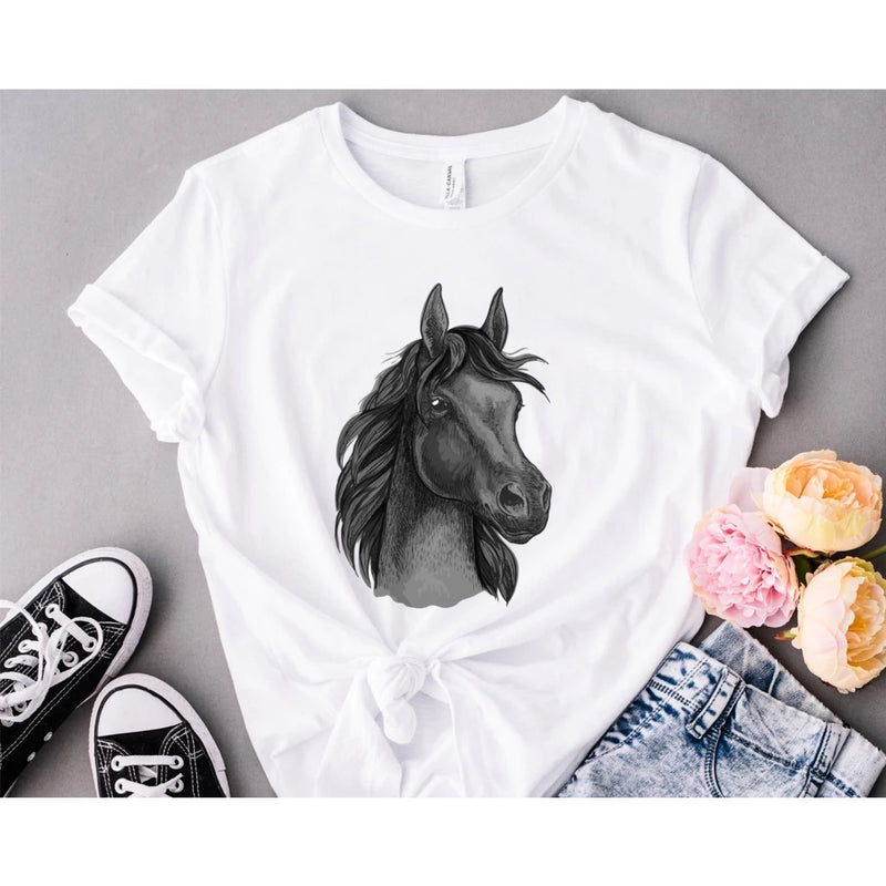 Camiseta Fem. Horse Print - Bom Galope