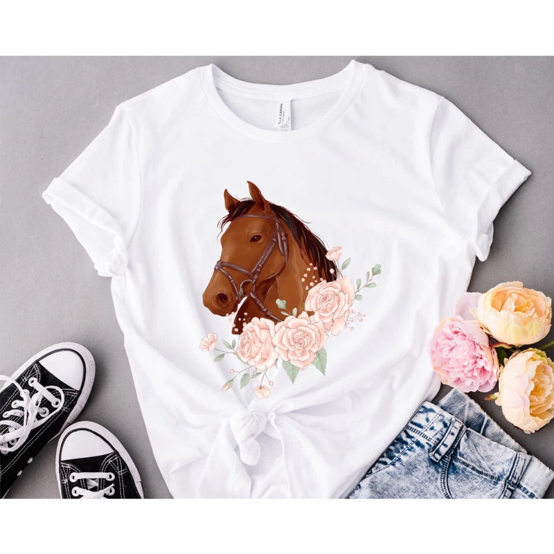 Camiseta Fem. Horse Print - Bom Galope