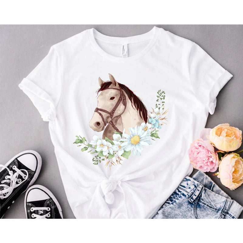 Camiseta Fem. Horse Print - Bom Galope