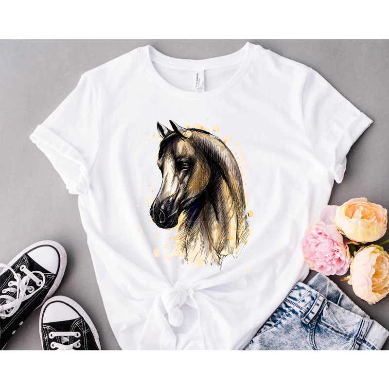 Camiseta Fem. Horse Print - Bom Galope