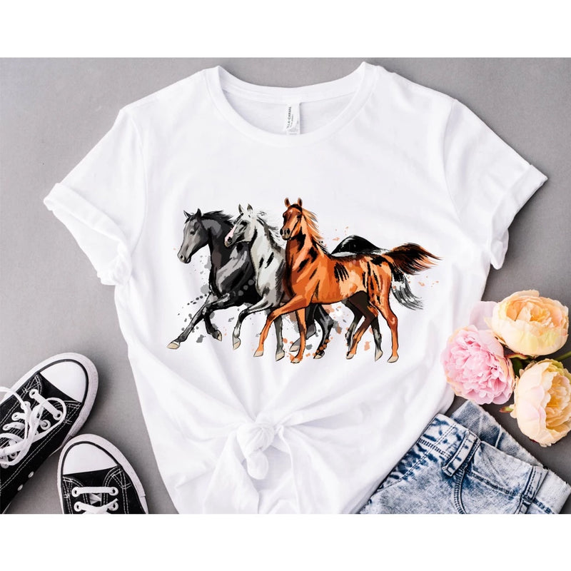 Camiseta Fem. Horse Print - Bom Galope