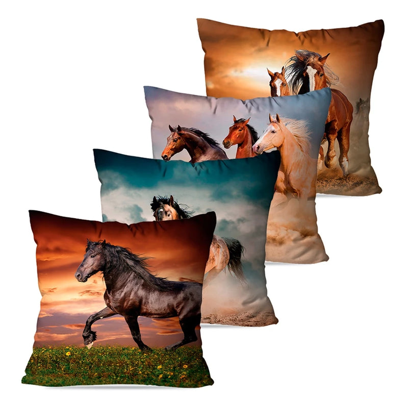 Kit 4 Capas de Almofadas 45x45 - Horse Print - Bom Galope