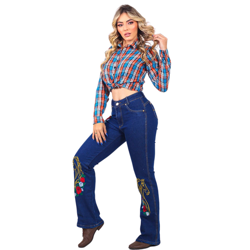 Calça Jeans Country Bordada - Bom Galope