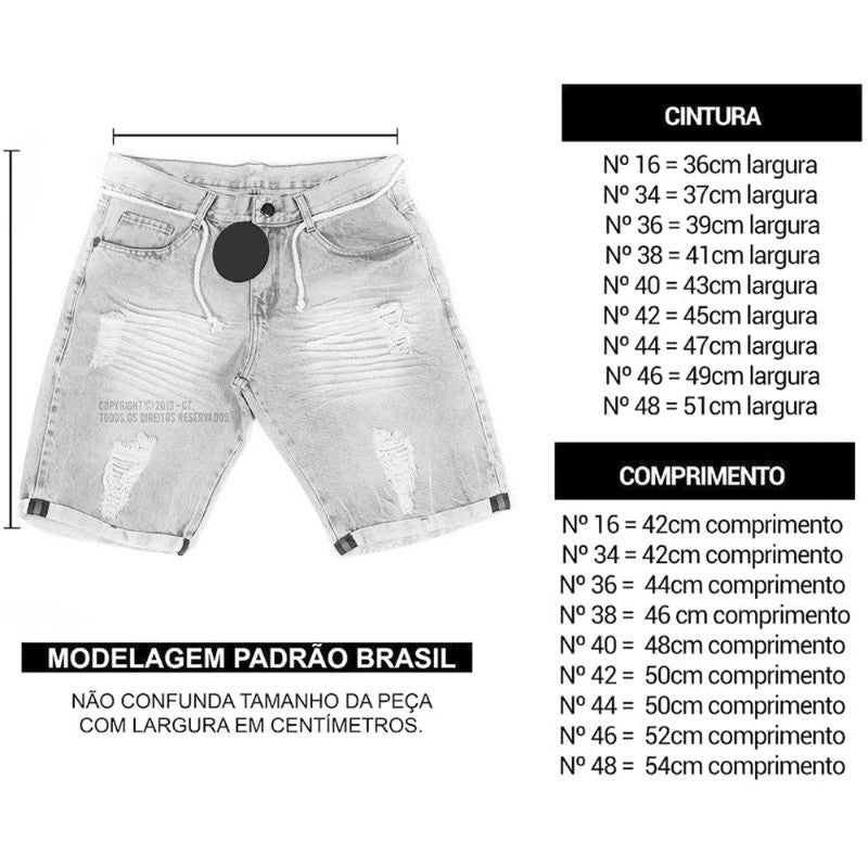 Bermuda Jeans Rasgada Masculino - Bom Galope