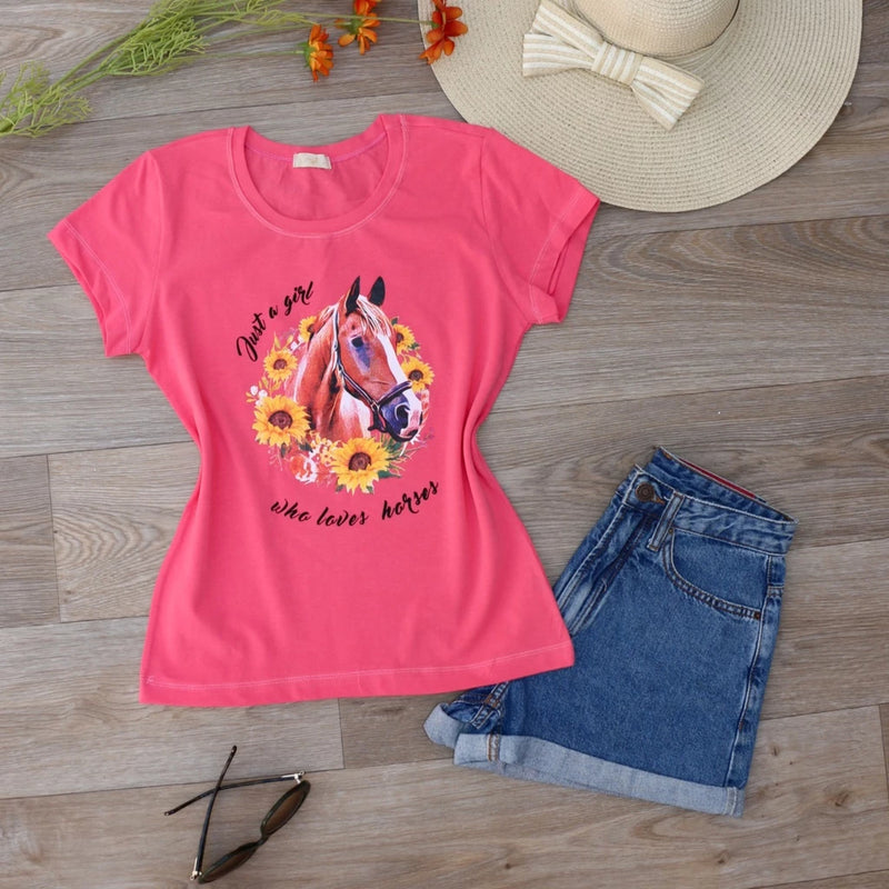 Camiseta Feminina Horse Print - Bom Galope