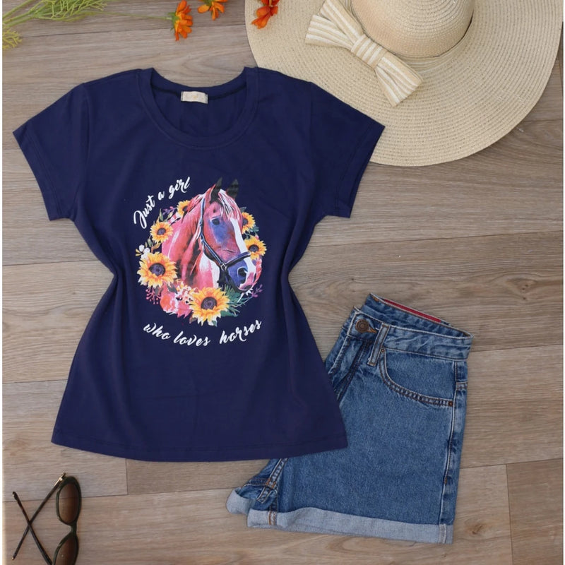 Camiseta Feminina Horse Print - Bom Galope